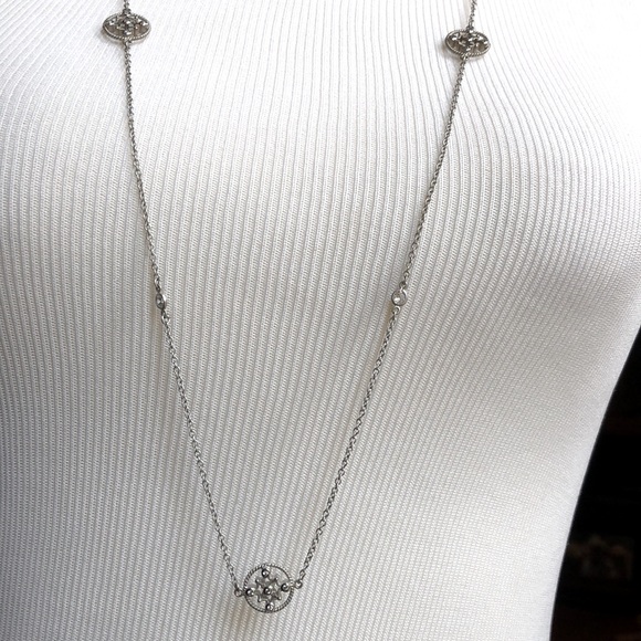 Sterling Silver and White Sapphire Necklace - Picture 4 of 9